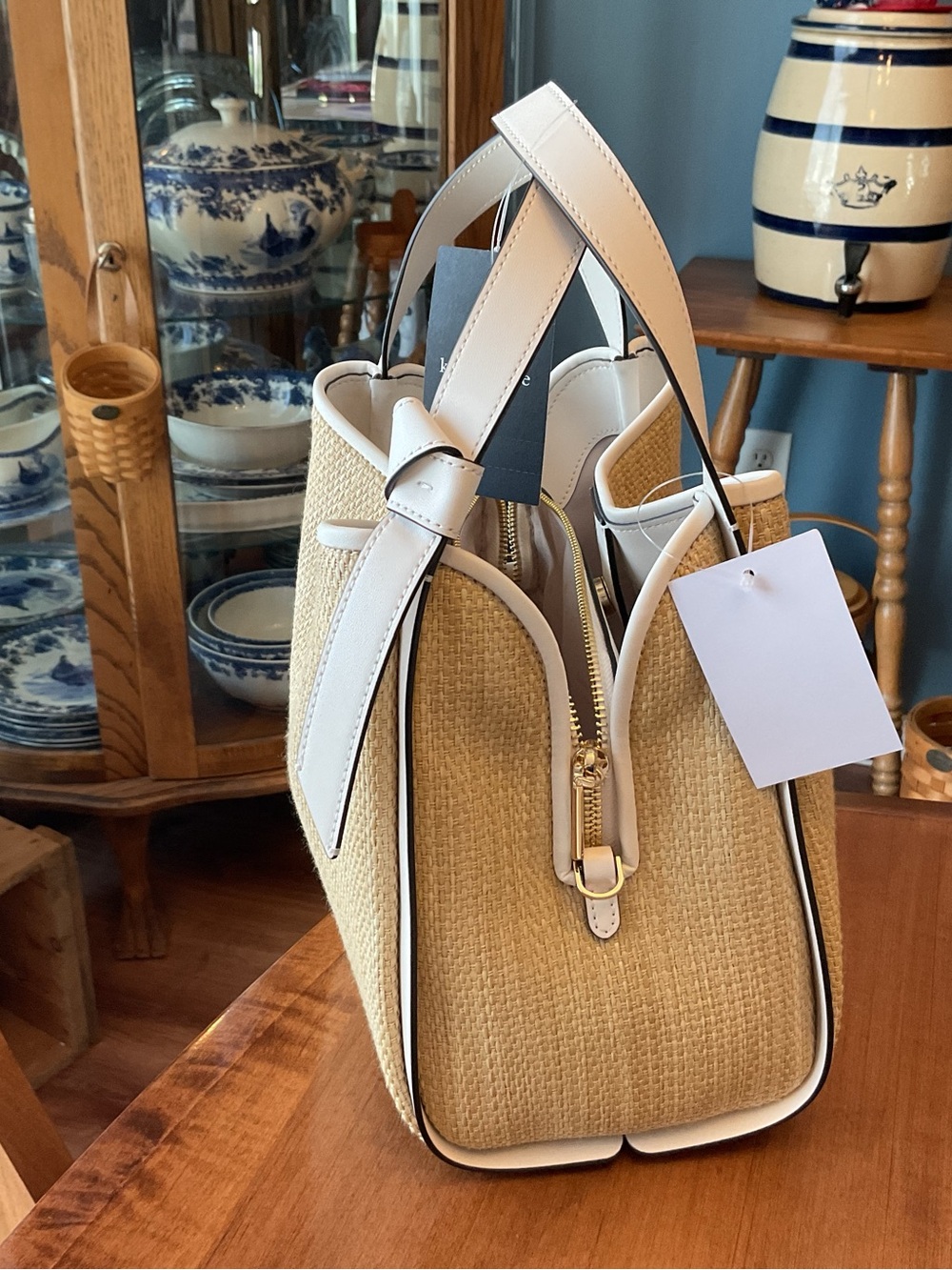Kate Spade Straw Knott Satchel with matching wallet NWT - Picture 3 of 12